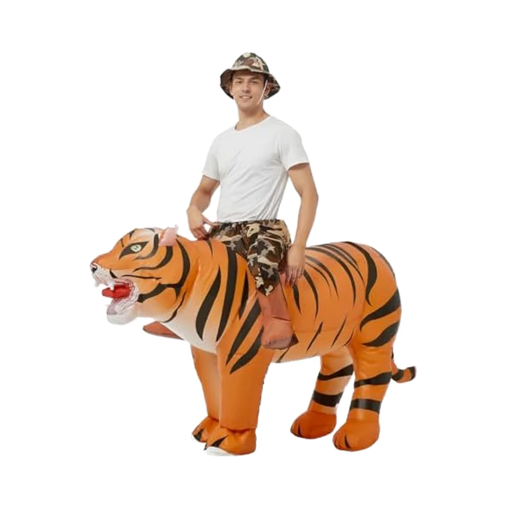 Party Decorations Adult Halloween Inflatable Tiger Costume Funny Blow-up Cosplay