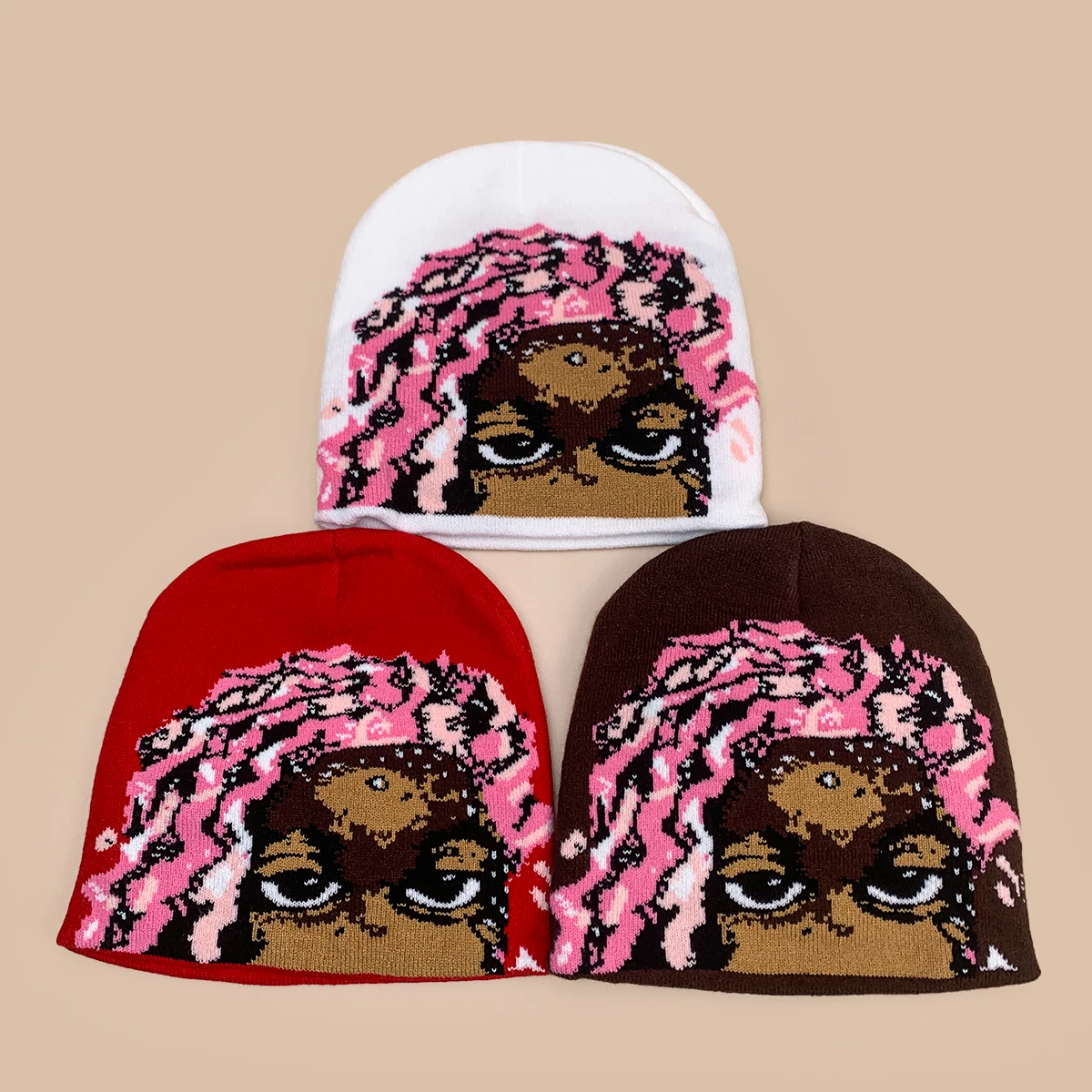 Cartoon Hip-hop Jacquard Bug Knitted Hats Personal New Men Women Warm Street Versatile Color Block Fashion Casual Retro Beanies 2