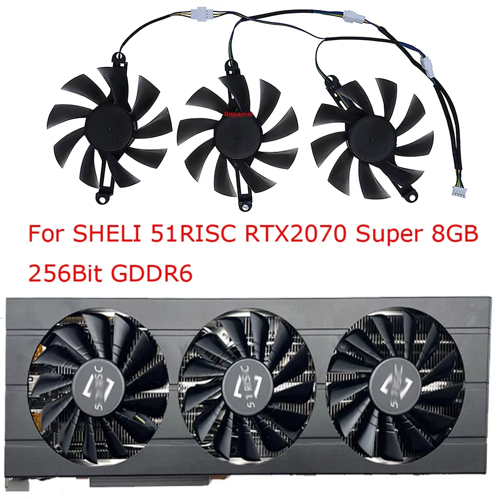 3Pcs/Set,8.5CM Diameter,9.8CM Mounting,Graphics Card Fan,FL8015 12VB,For Soyo RTX 2070 Super,For 51risc RTX2070 SUPER 6GB