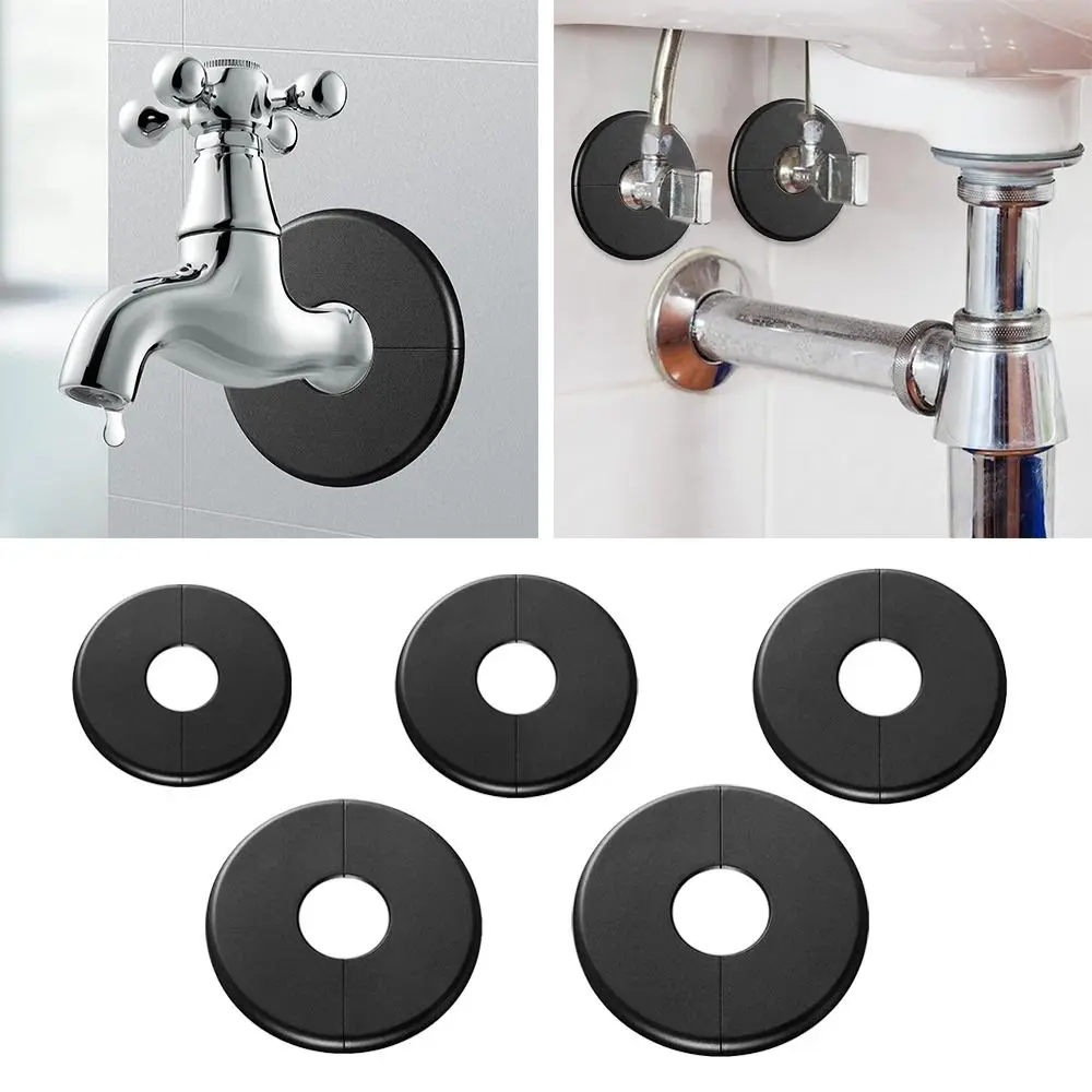 Useful ABS Shower Faucet Cover Black White Pipe Wall Covers Round Faucet Decor Kitchen