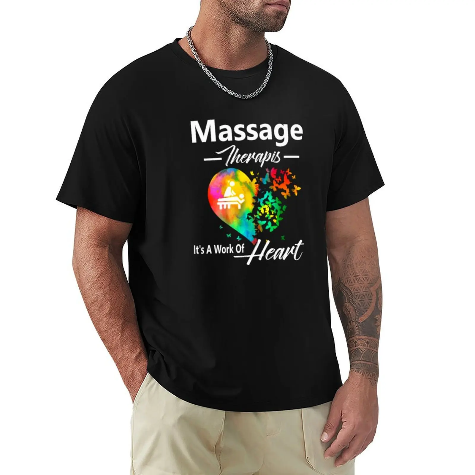 

Massage Therapist Its A Work Of Heart Funny Gift T-Shirt sweat plus size tops blue archive mens tall t shirts
