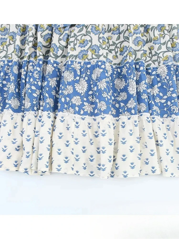 KONDALA Sexy Chic Women Flower Print Dress Cami Sleeveless Bow Draped Long Vestidos New Fashion 2025 Spring Summer Holiday Dress