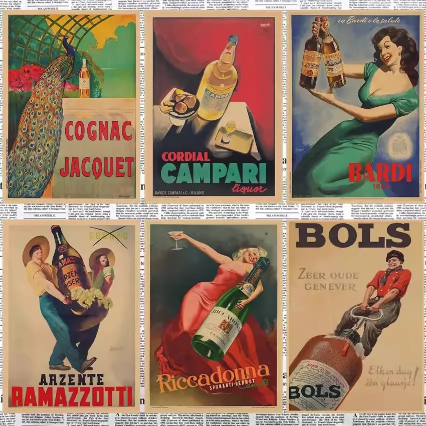 A3 Size Bar Night Club Cocktail Retro Kraft Paper Poster Restaurant Hotel Bar Decoration