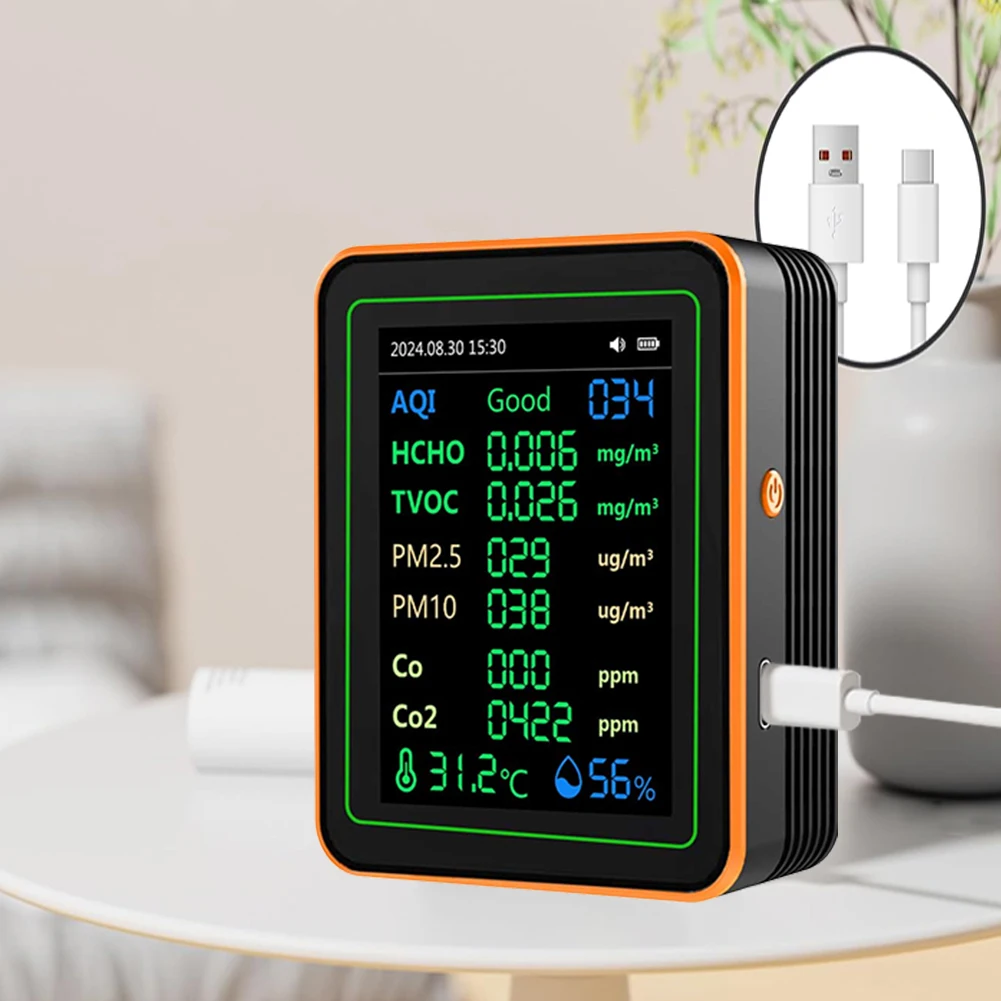 

Монитор качества воздуха 12 в 1, PM2,5, PM10 CO2, TVOC HCHO AQI, тестер, измеритель температуры и влажности, детектор углекислого газа