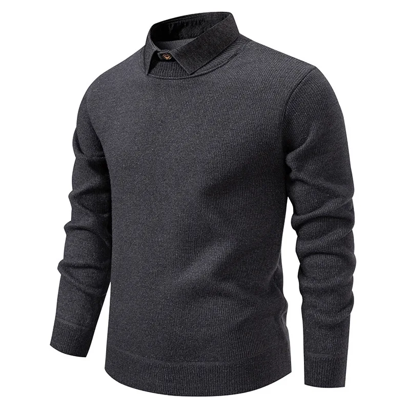 New Arrival Mens Knit Pullover Sweater Shirt Collar Coat Warm Autumn Winter