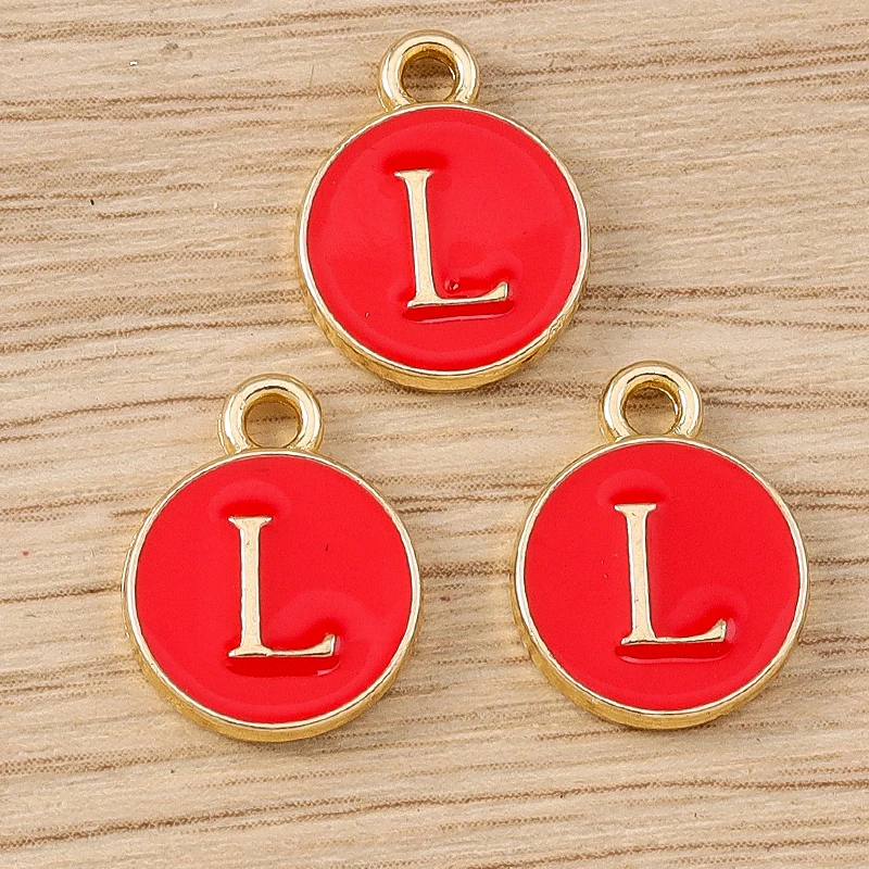 10 Stück 11x14mm Niedliche Emaille-Buchstabenanhänger A-Z für Schmuckherstellung, Ohrringe, Anhänger, Halsketten, DIY-Bastelbedarf – Detail 14