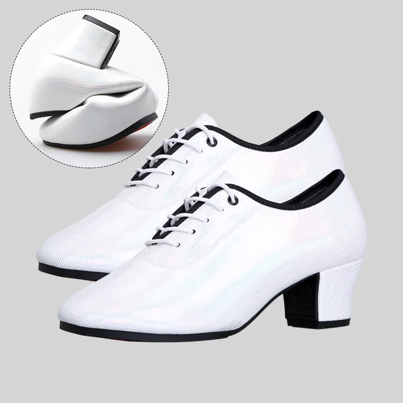 Latin Dance Shoes Women Adult Soft Professional Leather Square Dance Folk Social Modern Sneakers Ventilation Gradient Color