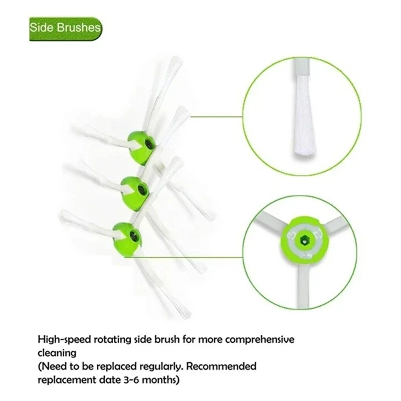 IRobot Roomba I7, E5, E6, Série I, Robot Aspirador, Acessórios de Substituição, Escova Lateral, Filtro Hepa, Escova Lateral