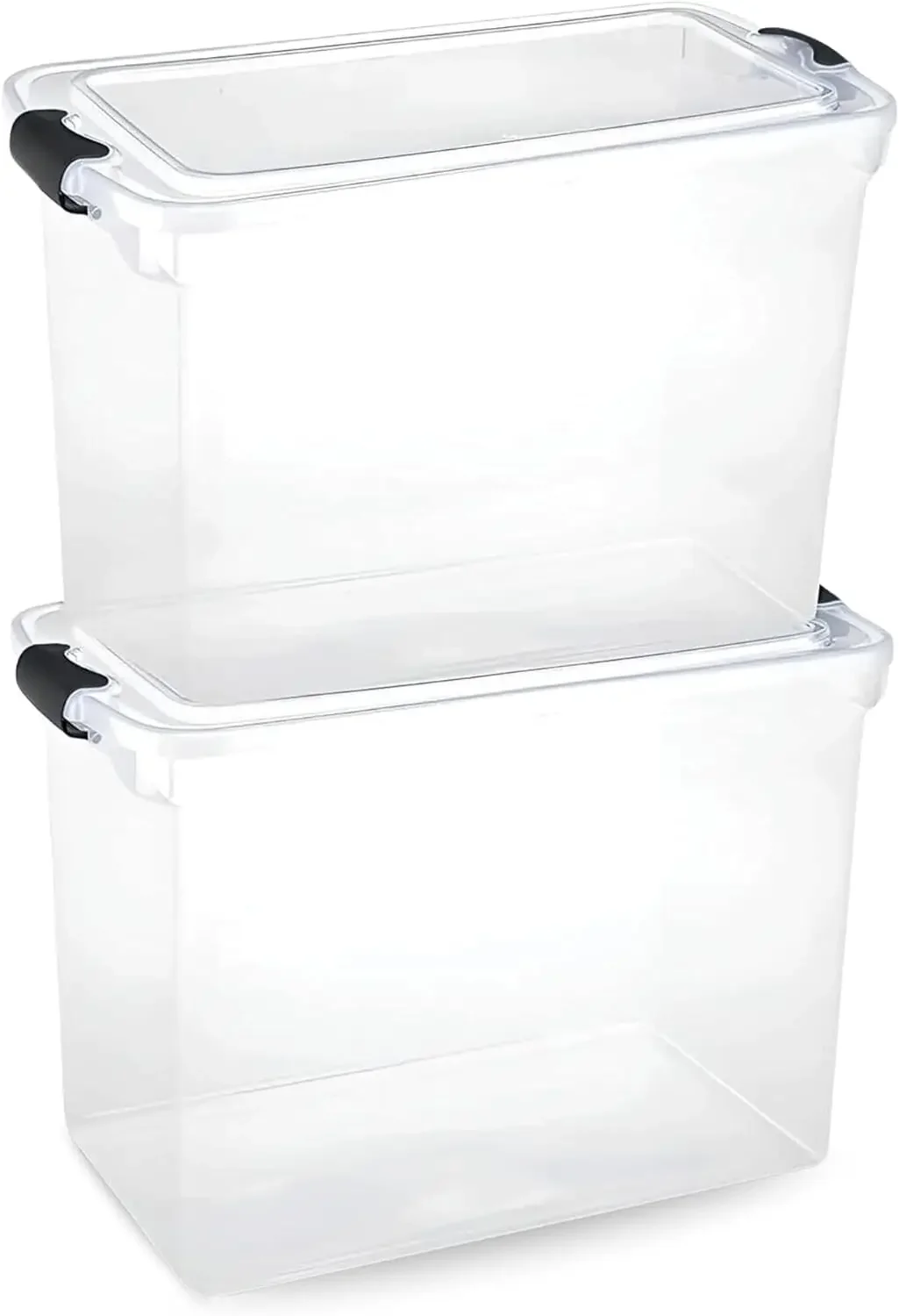 

2-Pack Latching Lid, Large Clear Plastic Storage Bins w/Lids, 112 Quart, Gray Latch - Stackable Container Boxes for Home