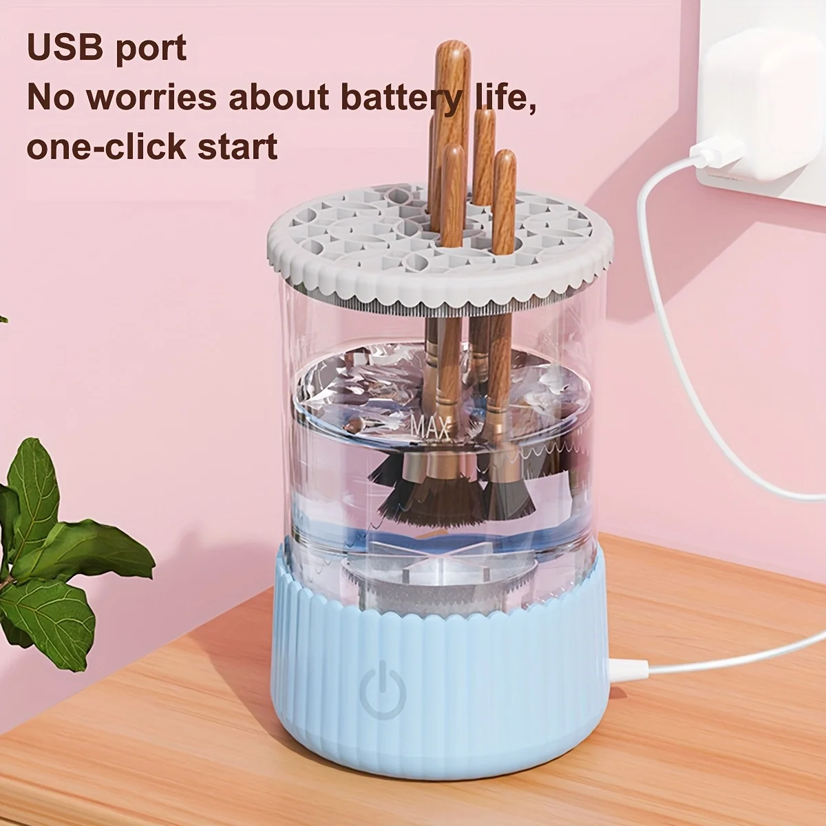 Nettoyeur de pinceaux de maquillage électrique rotatif automatique, alimenté par USB, nettoyage en profondeur Portable, la plupart des brosses, appareils cylindriques élégants