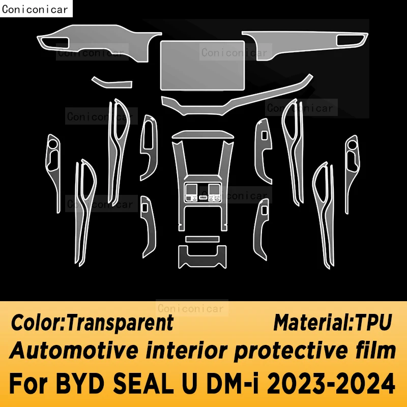 For BYD SEAL U DM-i 2023 2024 Gearbox Panel Navigation Automotive Interior Screen TPU Protective Film Cover Anti-Scratch Sticker