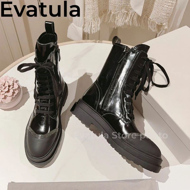 Thick Sole Lace Up Short Boots For Women Suede Leather Side Zipper Platform Ankle Boots Fashion Short Motorcycle Botas Mujer