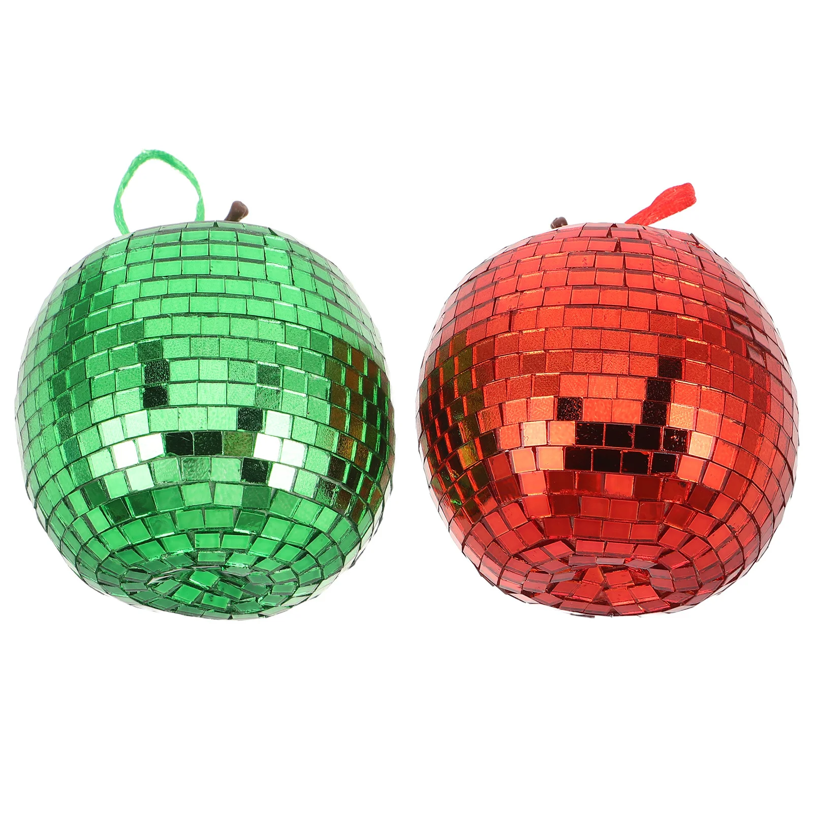 

2Pcs Mini Hanging Mirror Disco Ball Fruit Shaped Silver Ornaments Christmas New Year Wedding Party Tree Decor 2.95x2.75in
