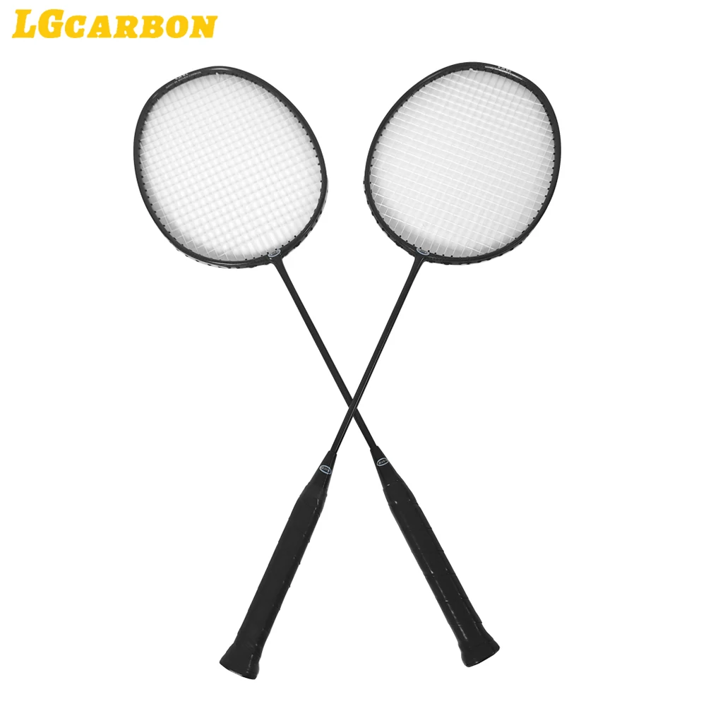 Raquete de badminton LGcarbon, fibra de carbono profissional e titânio, inclui saco e cordas, 2 peças