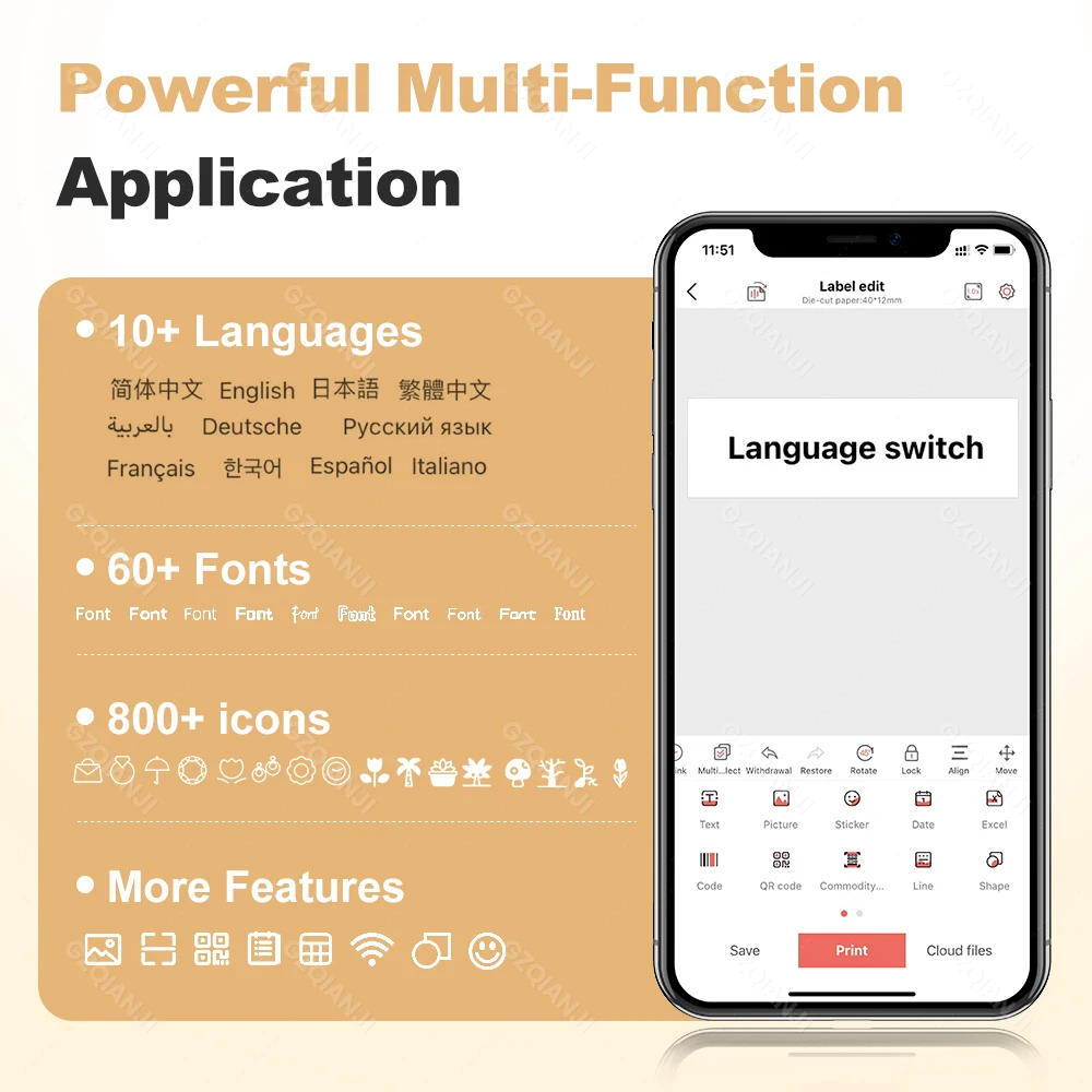 เครื่องพิมพ์ฉลากความร้อนบลูทูธขนาดพกพา Marklife P12 หรือสติกเกอร์ฉลากกาวสีขาว 1 ม้วน รองรับงาน DIY สำหรับบ้าน ครัว โรงเรียน