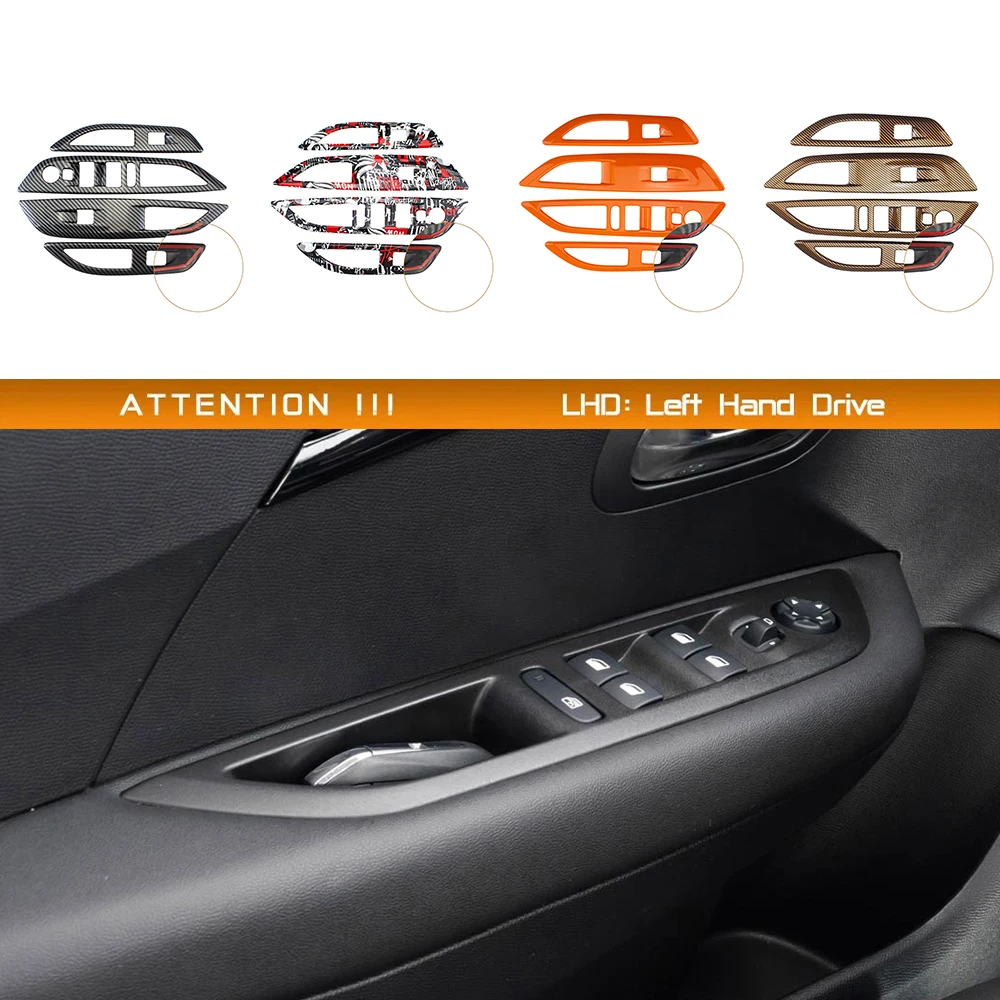 Fit For Peugeot 208 2020-2025 Left Drive Car Window Glass Lift Trim Switch Button Panel Interior Decorative Sticker