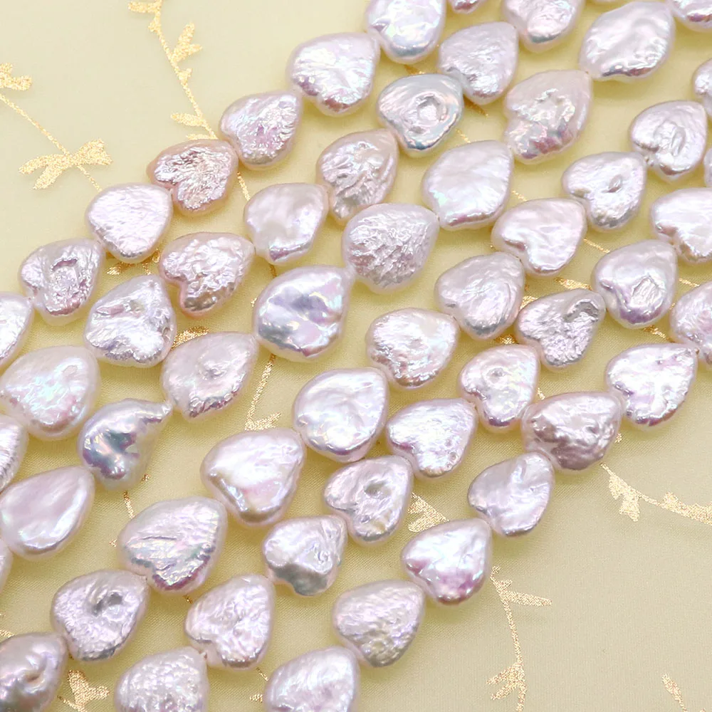 Heart-shaped Natural Freshwater Pearls Loose Irregular Straight-hole Beaded Strings DIY Bracelet Necklace Accessories 10x11mm