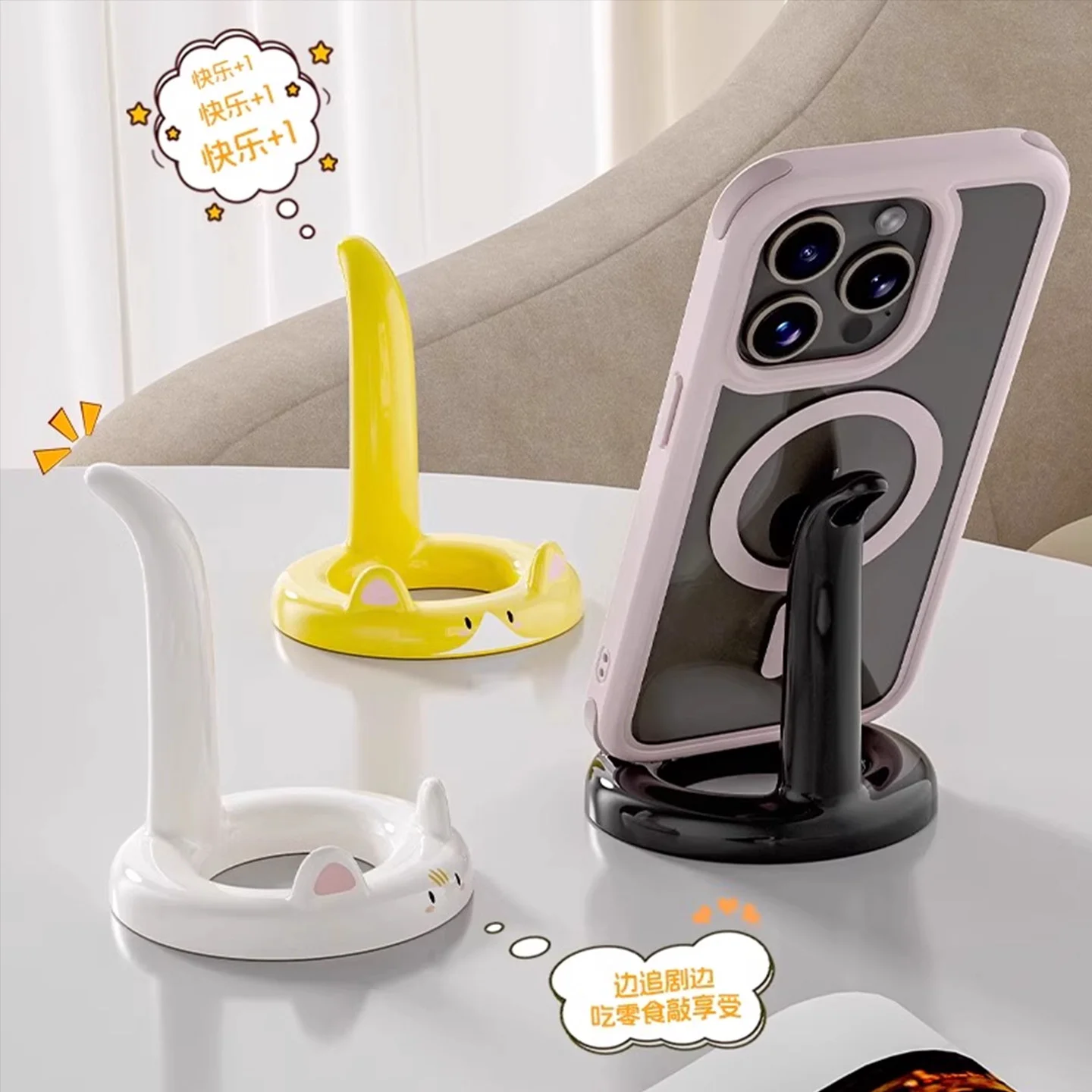 

Подставка для телефона в виде мультяшного кота, настольная подставка для телефона, креативная подставка для планшета с милым кошачьим хвостом, ленивая подставка