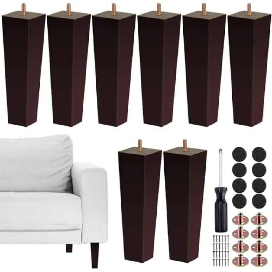 

Set of Furniture Legs Square Solid Wood Couch Legs Replacement Sofa Legs Mid Century Furniture Feet for Armchair Bed Dresser Ca