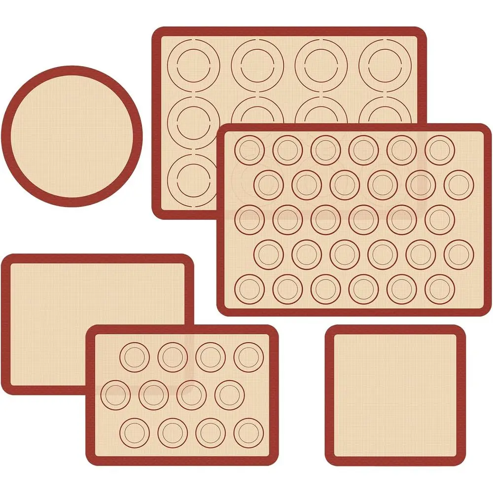 

Набор из 6 многоразовых силиконовых ковриков с антипригарным покрытием для выпечки печенья, кондитерских изделий, пиццы