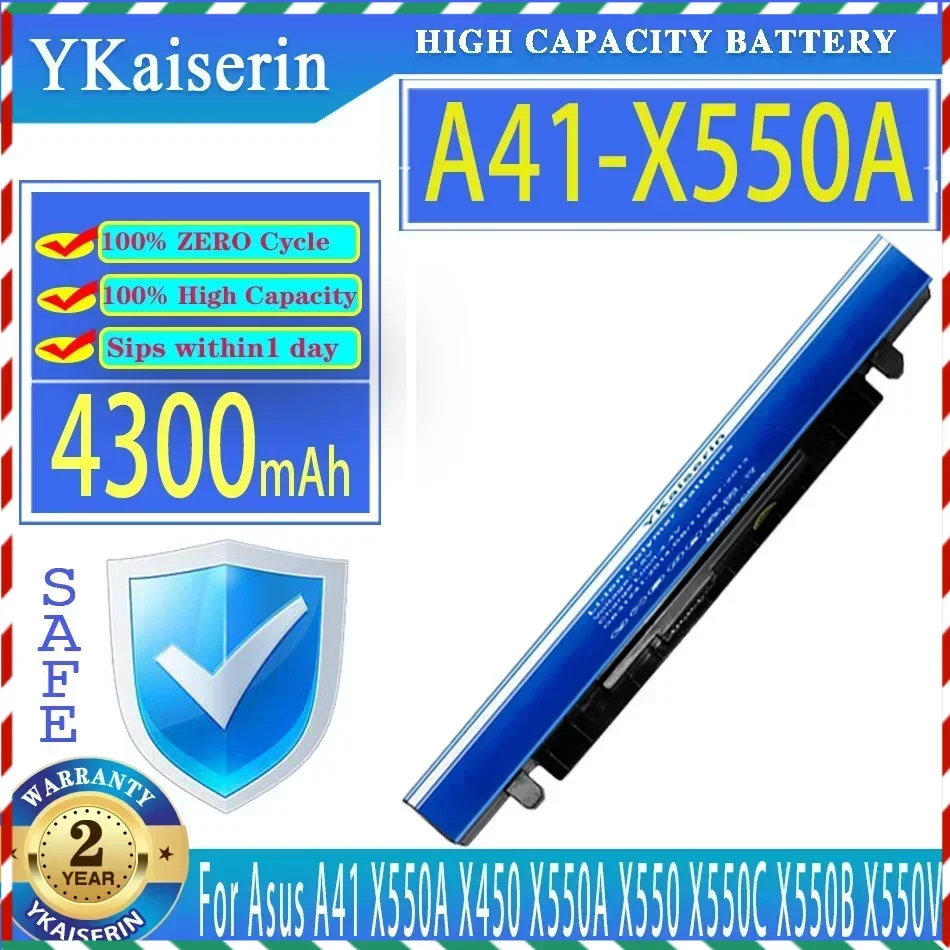 YKaiserin 4300mAh batteria di ricambio A41-X550A per Asus A450 A550 X550L A41 X550A X450 X550 X550C X550B X550V X450C X550CA