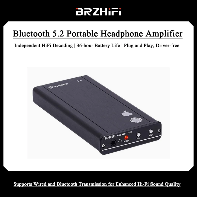 BRZHIFI WL06 مضخم صوت محمول بلوتوث 5.2، وحدة فك ترميز USB عالية الوضوح، DAC، حمار صغير جدًا