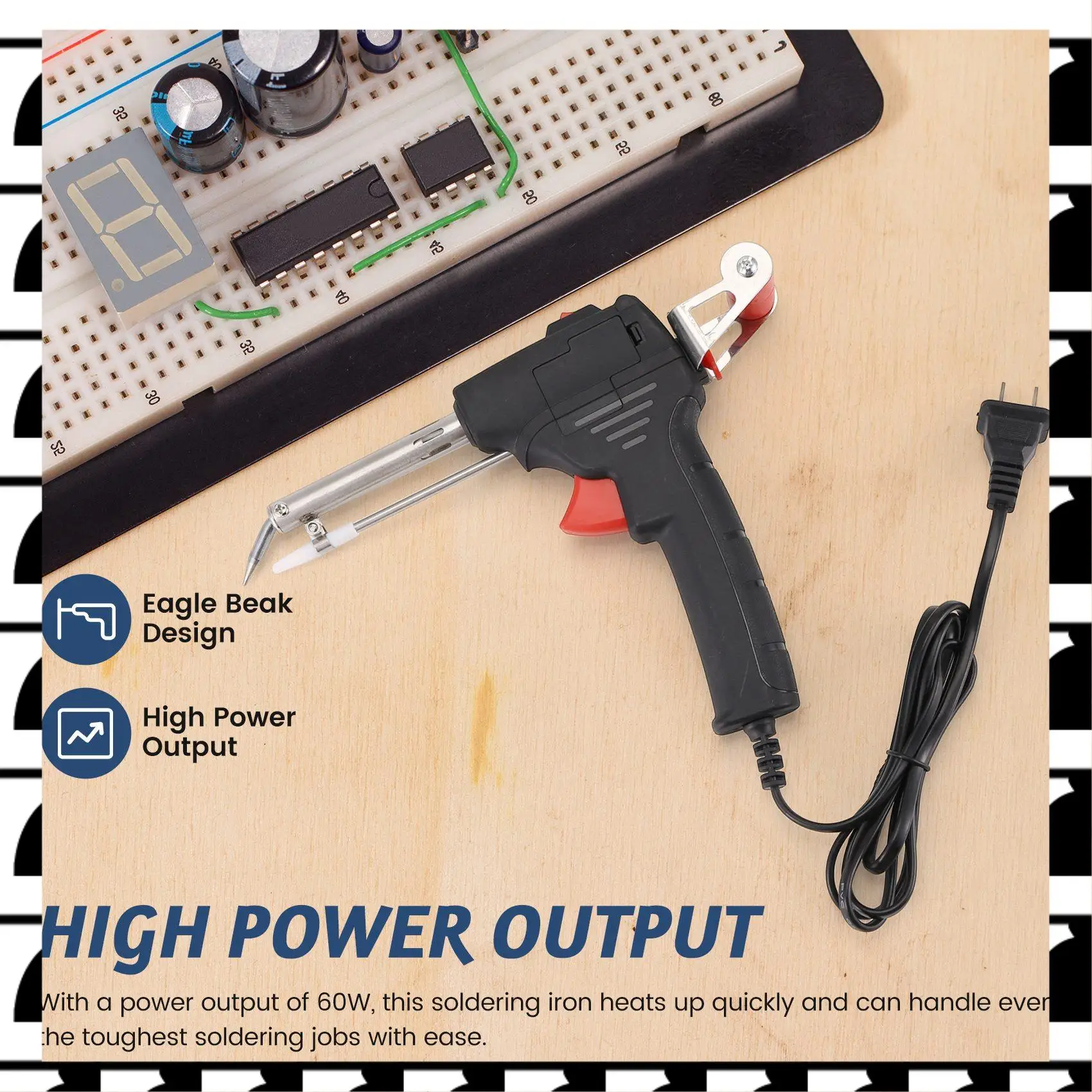 

A44U Soldering Iron 60W Eagle Beak Endothermic Handheld Tool Heated Household Repair Tool Manual Tin Dispensing