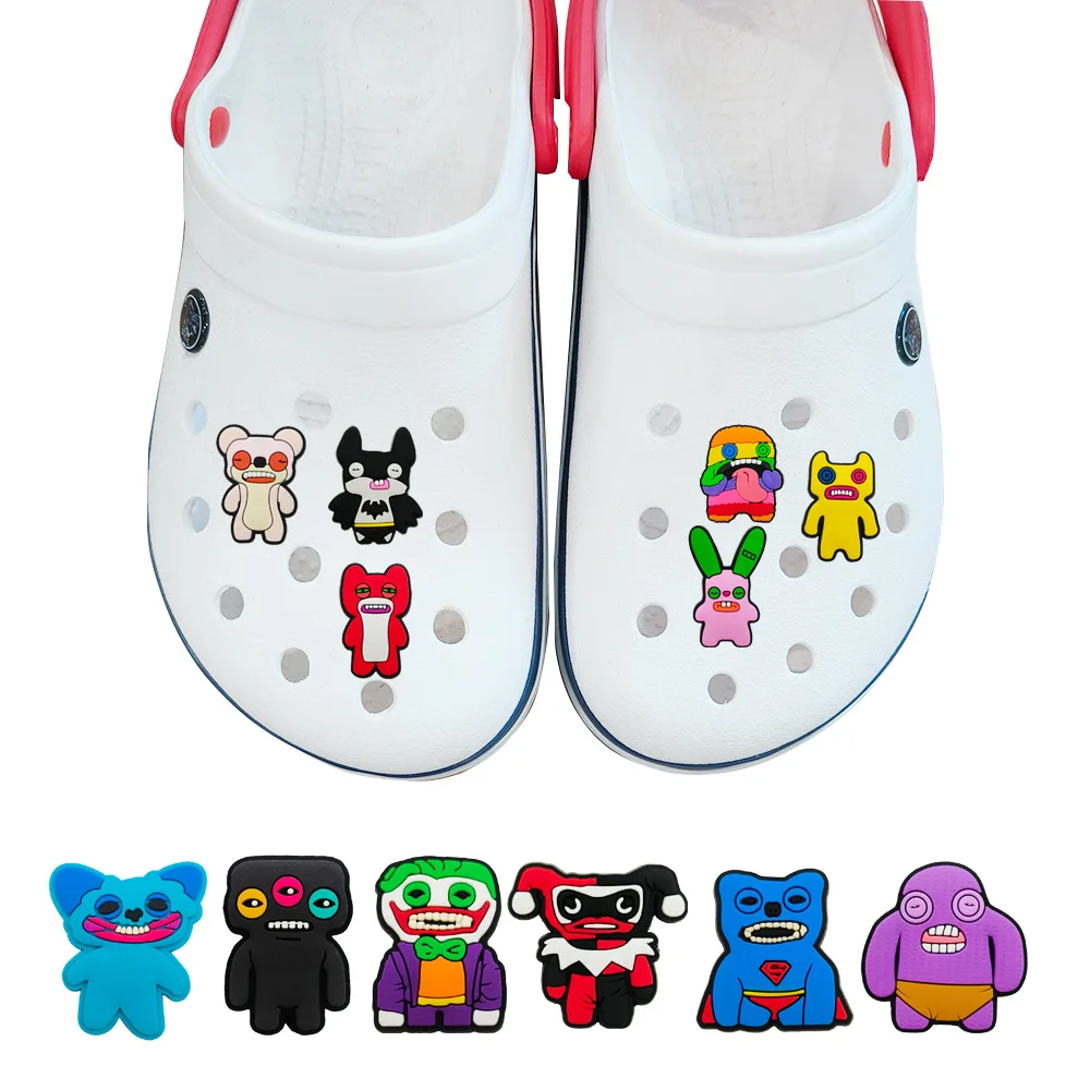 1/12pcs Cool Cute Monster PVC Shoe Charms Cartoon Horror Bear Bunny Clown Clog  For Slides Sandals Decor DIY Accessories Gifts