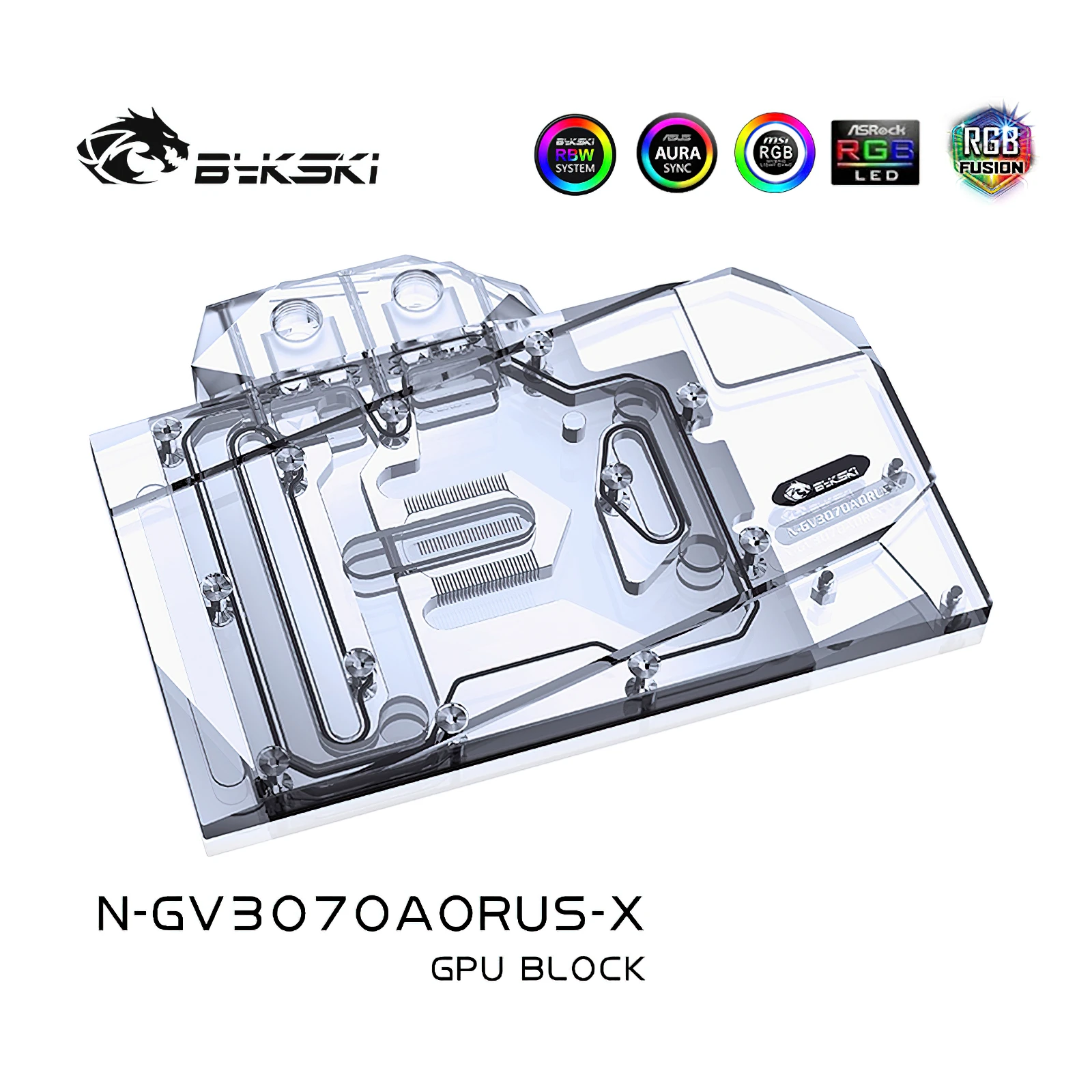 Bykski Full Cover RGB GPU Water Cooling Block with Backplate for GIGA RTX3070 N-GV3070AORUS-X N-GV3070GMOC-X