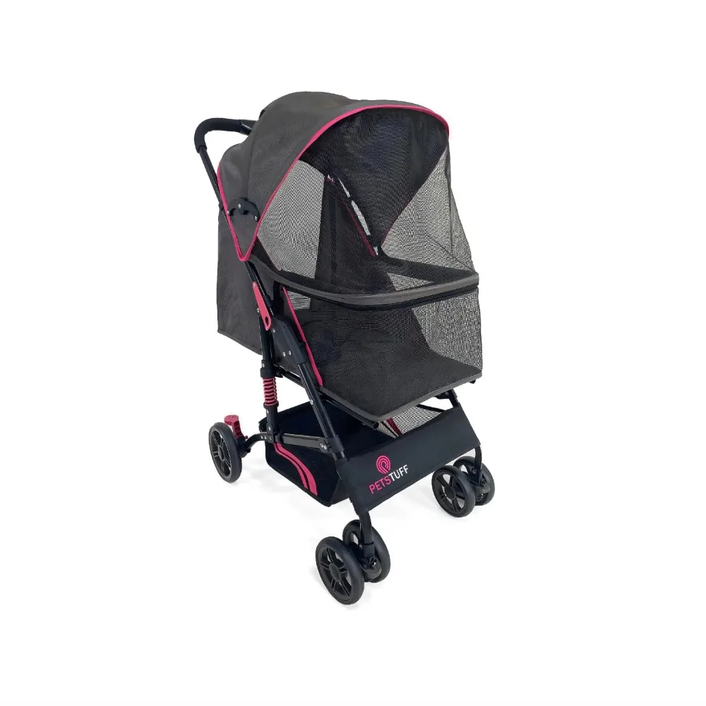 Складная коляска для домашних животных Buddy Buggies — амортизирующая рама с местом для хранения — ткань, которую можно стирать в машине — прочная сетка и защита от ультрафиолета