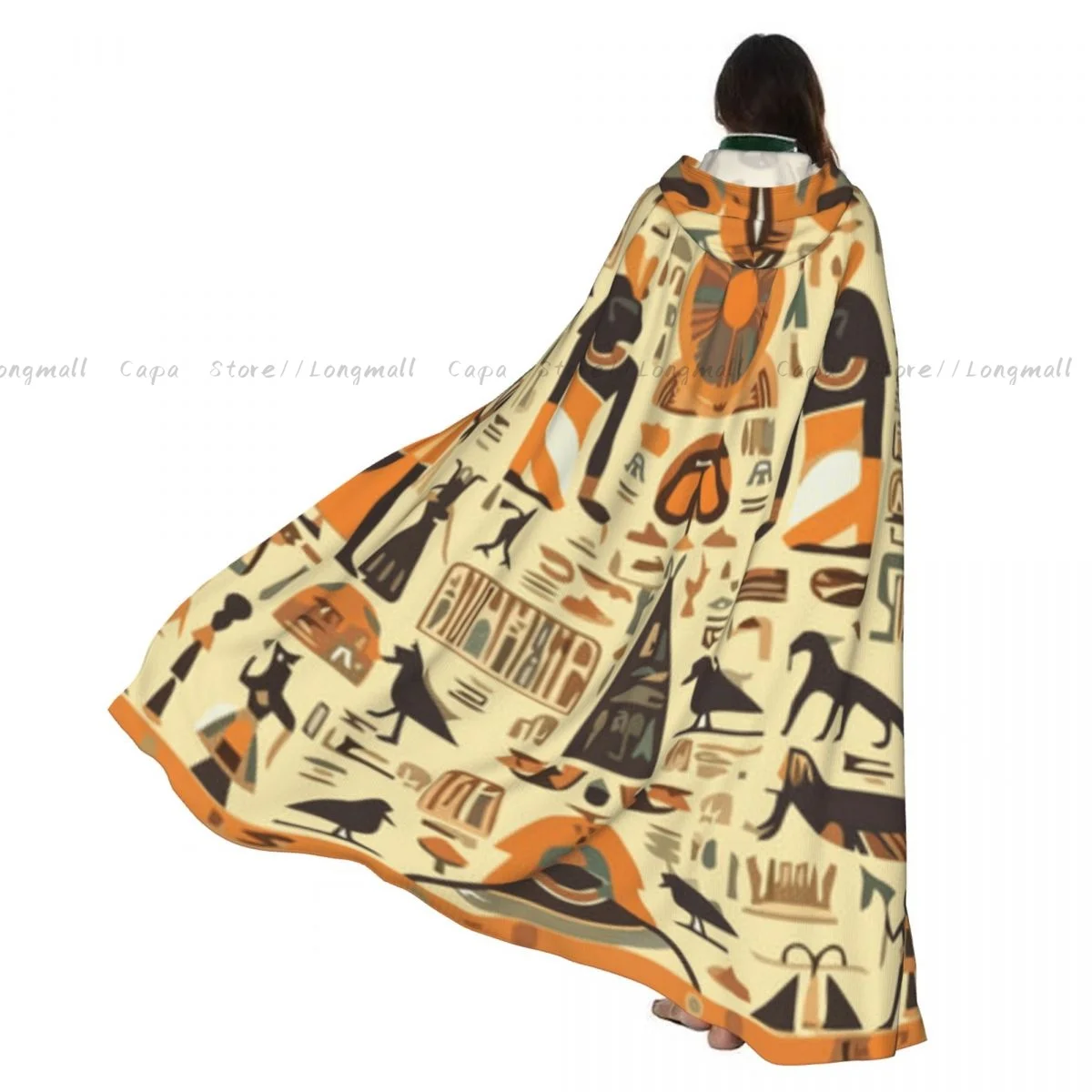 

Adult Halloween Ancient Egyptian Cloak Cape Hooded Medieval Costume Full Length Dress Coat