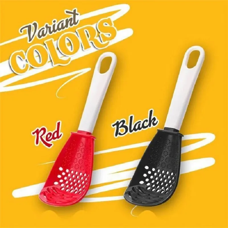 

New Heat-Resistant Multifunctional Cooking Spoon with Hanging Hole Kitchen Straining Scooping Potato Garlic Press Colander Tool