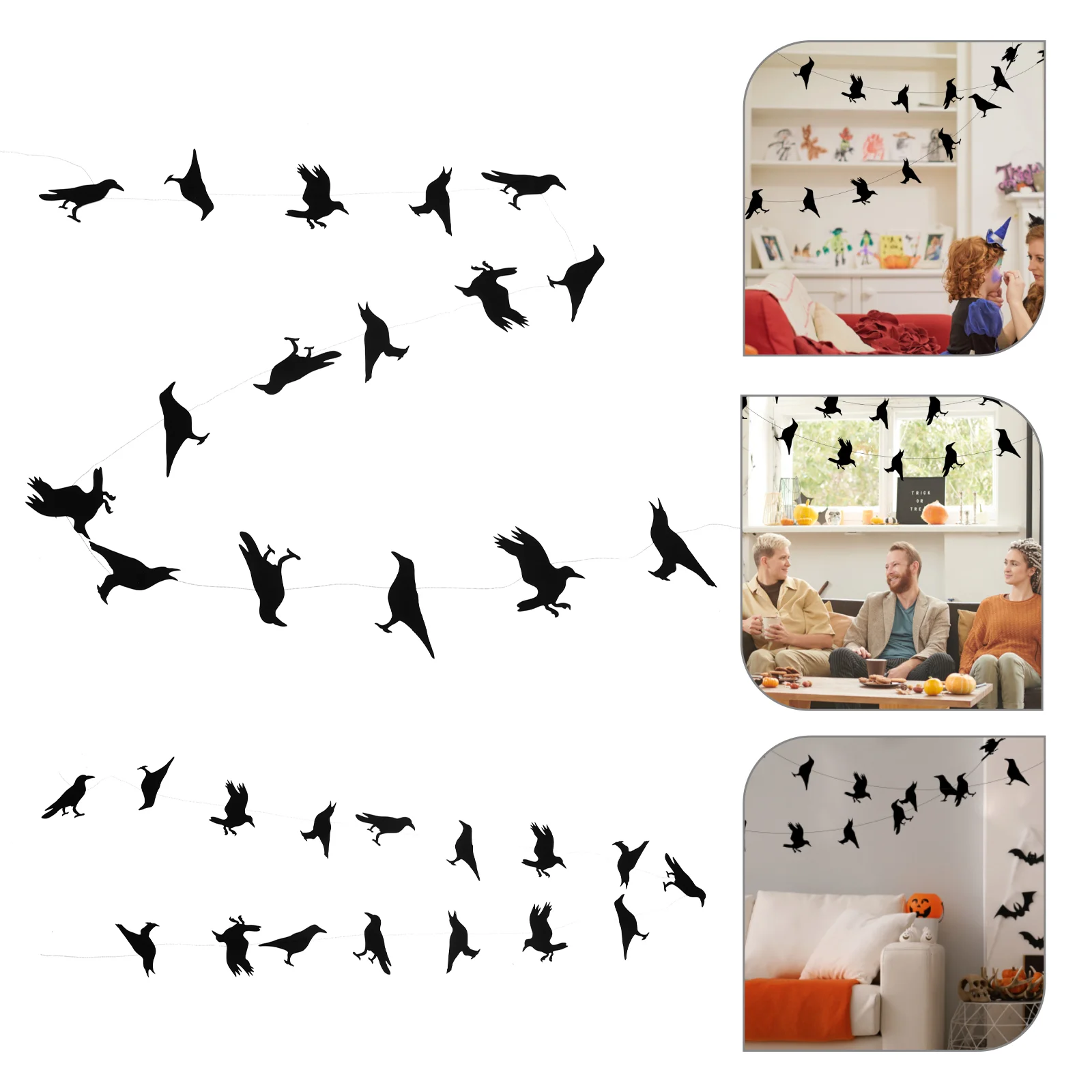 Halloween Black Decorations Paper Banner Creative Decorations Halloween Crows Banner 110cm x 1 PCS Party Decor