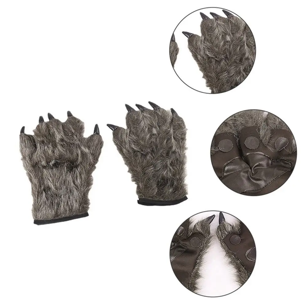 

Wool Material Halloween Werewolf Gloves Wolf Claw Animal Werewolf Hand Costume Gloves Scary Polyester