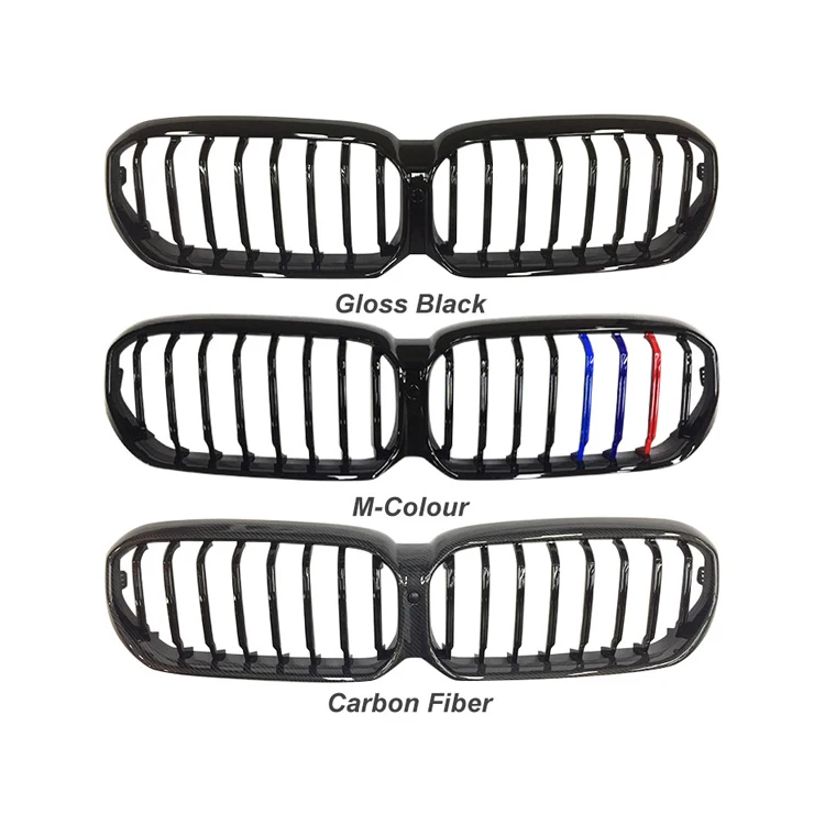 G30 Double Slat Carbon Fiber Front Bumper Grille for BMW 5 Series G30 G31 F90 M5 LCI 2020-2023 Car Parts