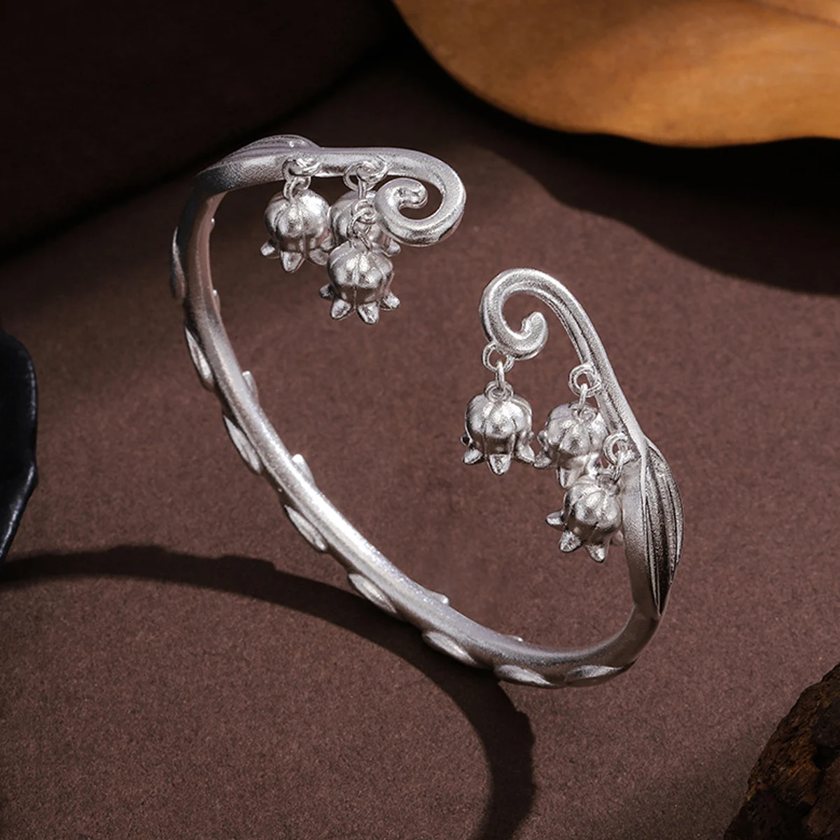 New Silver-plated Solid Retro Light Luxury Ancient Enamel Lotus Auspicious Cloud Sunflower Open Bracelet Ruyi National Tide Gift