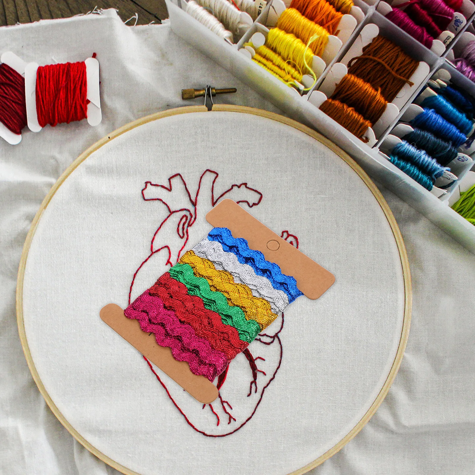 

2pcs Colorful Water Wave Edge Trim Ribbon Wear-Resistant Diy Craft Sewing Material For Clothes Dress Gift Packaging Decorative