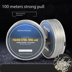100M Fishing Line, Sea Fishing Coated Stainless Steel Wire, Anti Bite, Wear-Resistant Strong Tensile Strength, 0.3mm-0.6mm