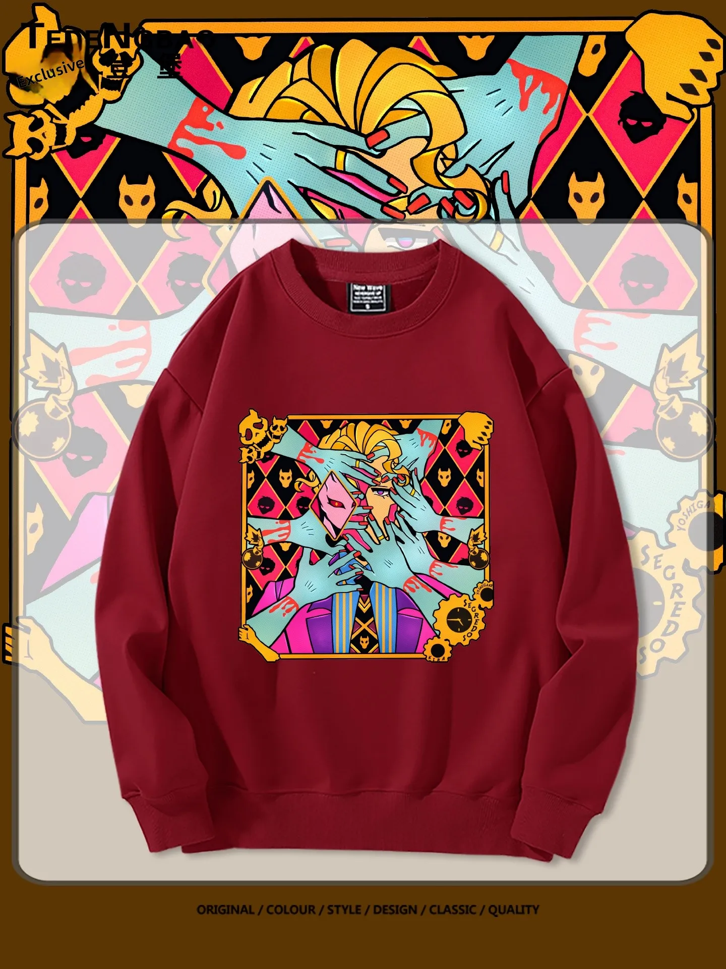 

Мужская толстовка JOJO Adventure Killer Queen Anime Collaboration, удобная свободная посадка, длинная повседневная одежда све