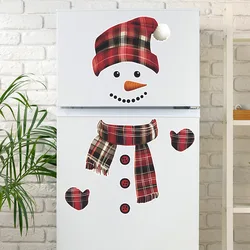 Cartoon Splicing Christmas Snowman Wall Stickers For New Year Fridge Decor Mural Home Decoration Self-adhesive Festival Decals