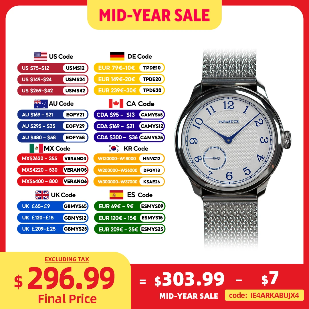 FARASUTE Retro Power Reserve 80 horas Máquinas Relógio de pulso para homens St17 Relógio mecânico manual Pequeno segundo pulseira de aço