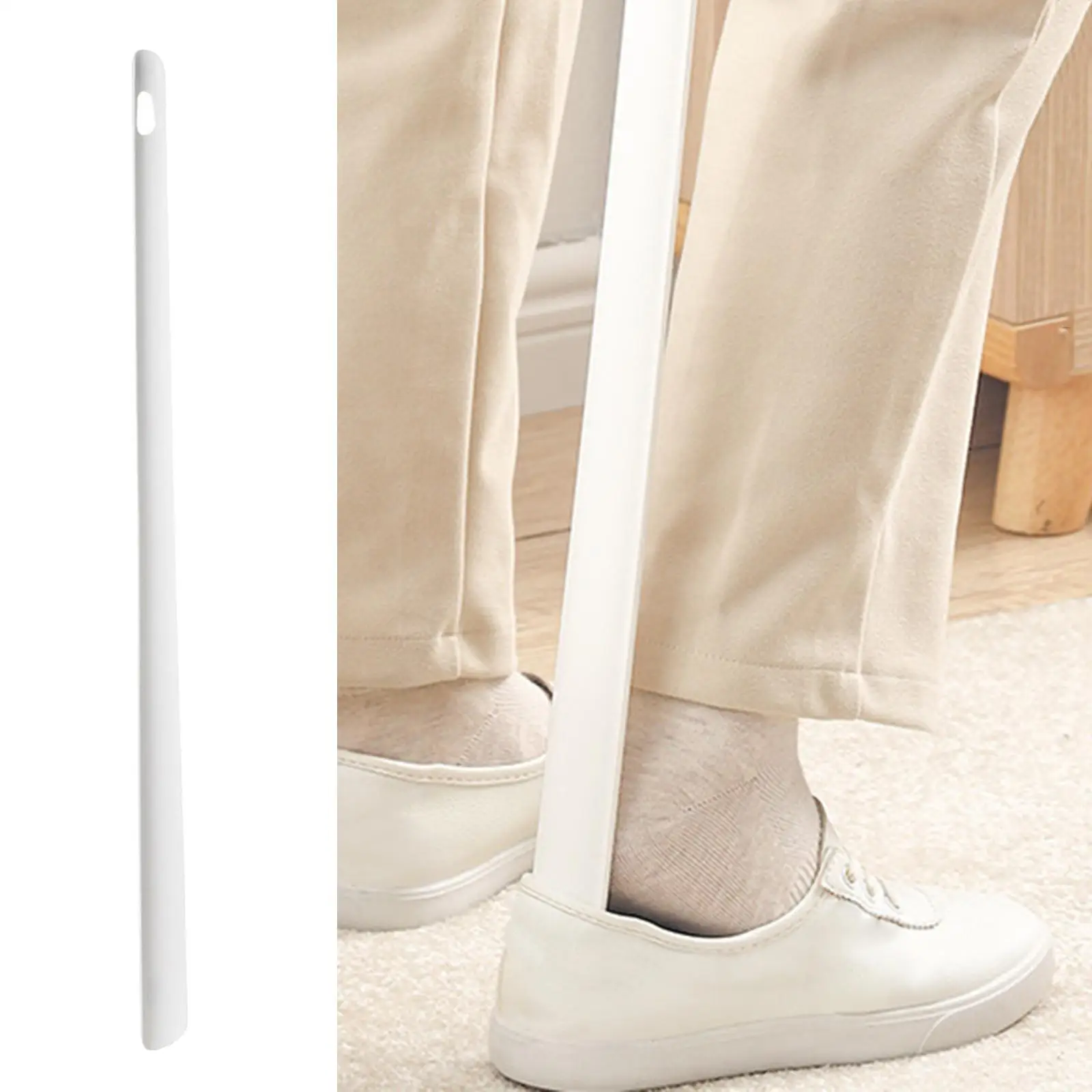 Extra Long Plastic Shoe Horn for Seniors Easy Reach Assist Tool Magnetic Wall Mount Hook Design Portable