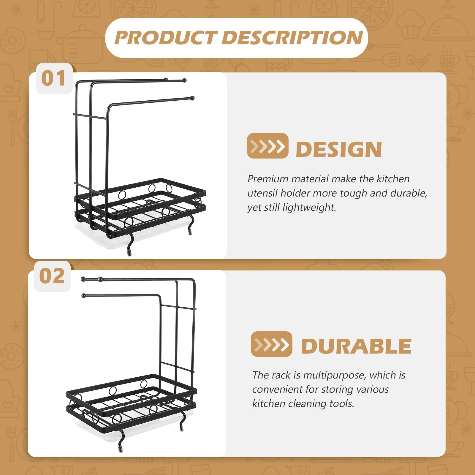 

Sponge Holder Carbon Steel Dish Cloth Storage Drying Countertop Drain For Kitchen Supplies Detachable Sink Organizer Metal Rack