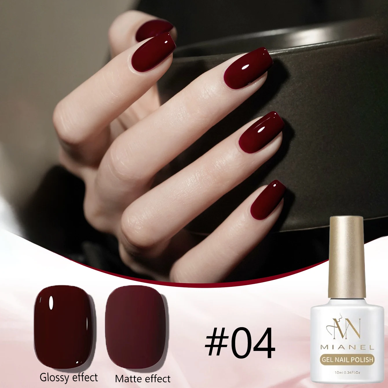 Nail Art Burgundy - MIANEL 10ML Summer Burgundy Red Jelly