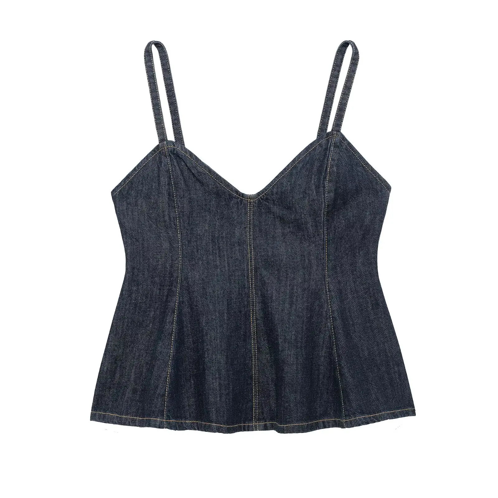 

Rindu TRAF 2025 Women's Wavy Wide Denim Top Y2k Woman Clothing Store Tops Female T-shirts Shirt Coquette Womans Tanks & Camis