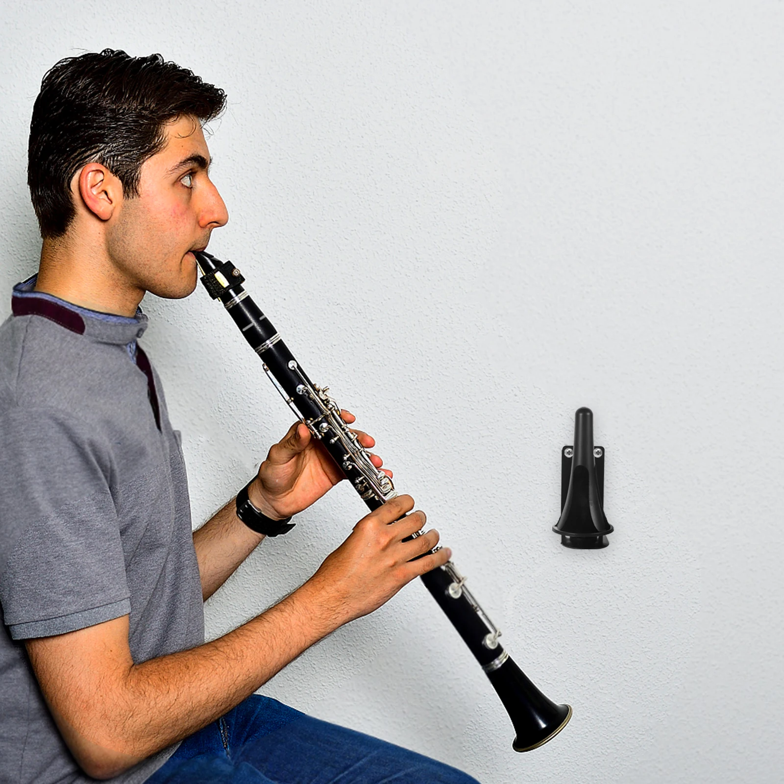 

Wall Mountable Instrument Rack Flute Clarinet Saxophone Black Tube Holder ABS Metal Storage Bracket Music Supplies Home Use Easy