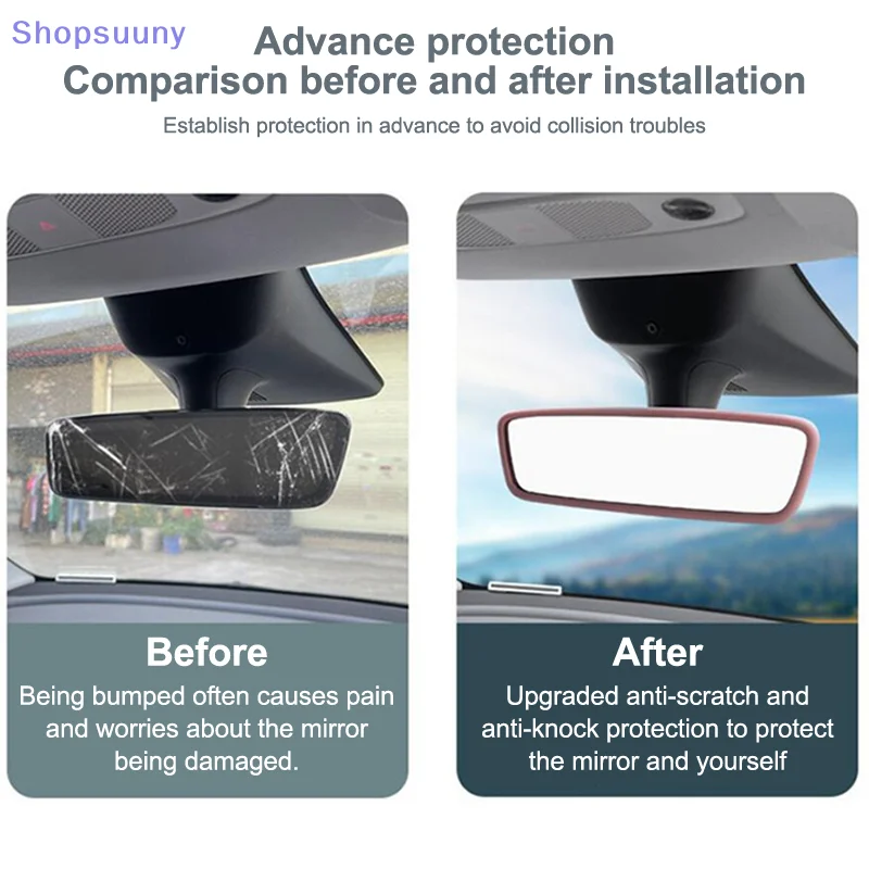 [SU]For Model 3 Y Highland Juniper 2019-2025 Silicone Rear View Mirror Protector Frame Center Console Rearview Cover[SU]