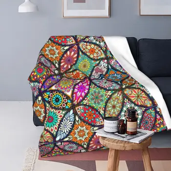 Coperta con mandala floreale vintage Mandala Cerchi creativi Arte Copriletto super morbido alla moda Coperta decorativa per poltrona in pile