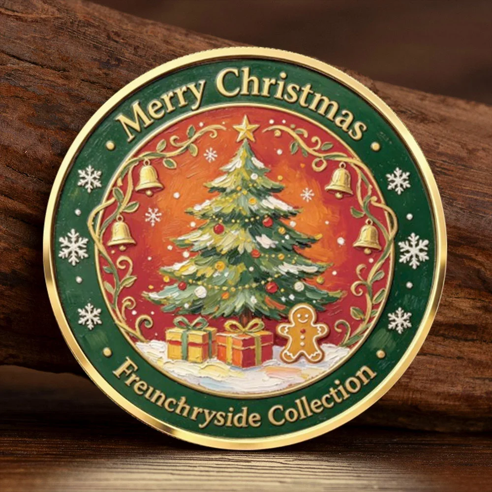 Merry Christmas Gold Plated Commemorative Coin Santa Reindeer X‑mas Tree 2D Printed Holiday Collectible Coin Christmas Gift