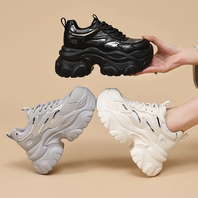 

Women Vulcanized Shoes New Versatile Fashionable Comfortable Thick Soled Height Increasing Casual Sports Dad Shoes